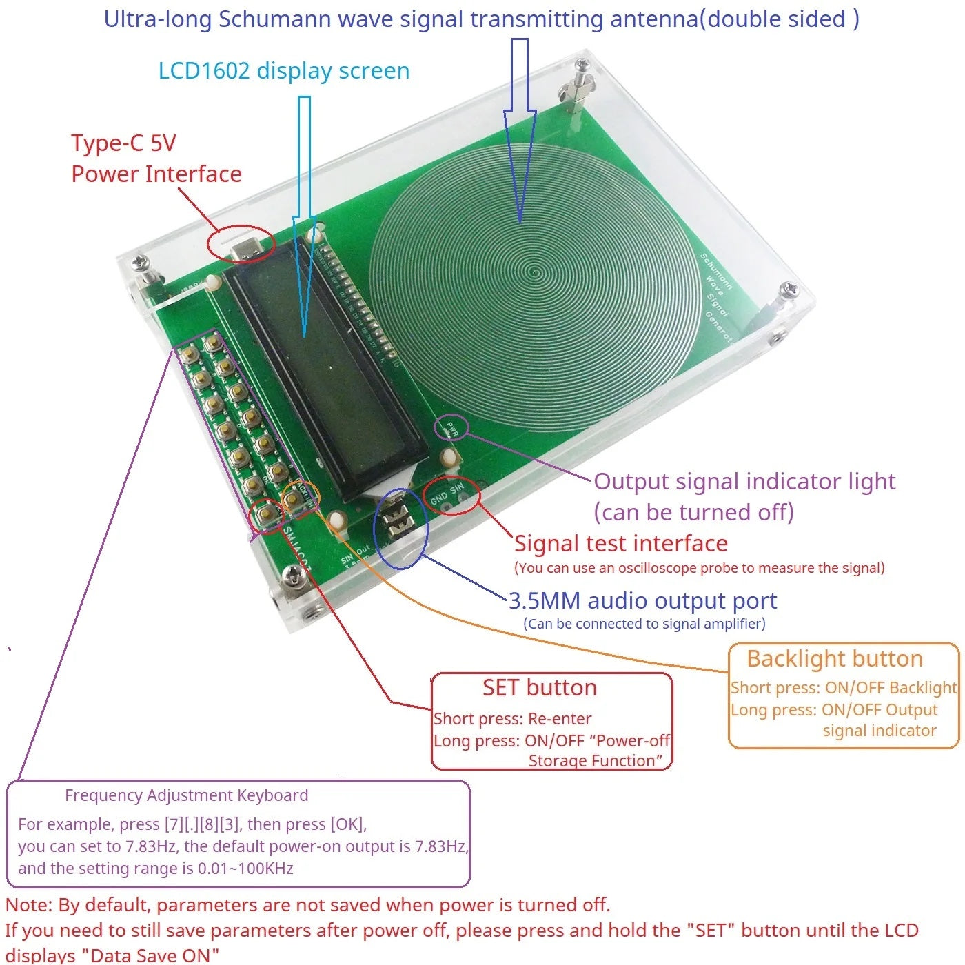 Schumann Wave Generator – Acrylic Shell, 3.5mm Output