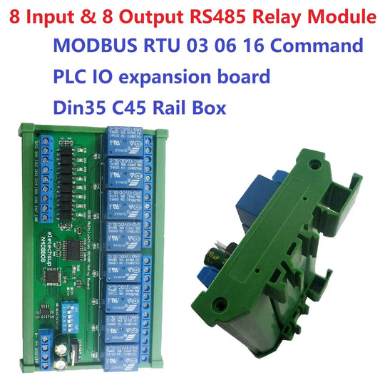 RS485 Modbus IO Module – DIN Rail, 8CH In/Out