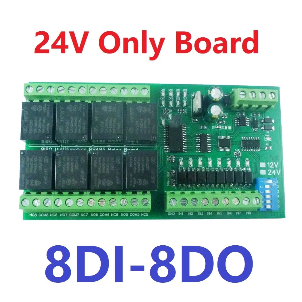 Modbus RTU Relay Board – 24V, 10A, 1–12 Channels